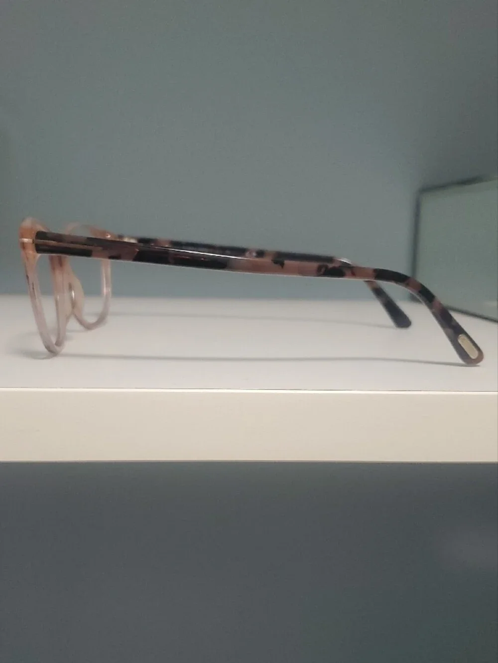 Tom Ford Women's Translucent PeachTone/Tortoise Rectangle Glasses